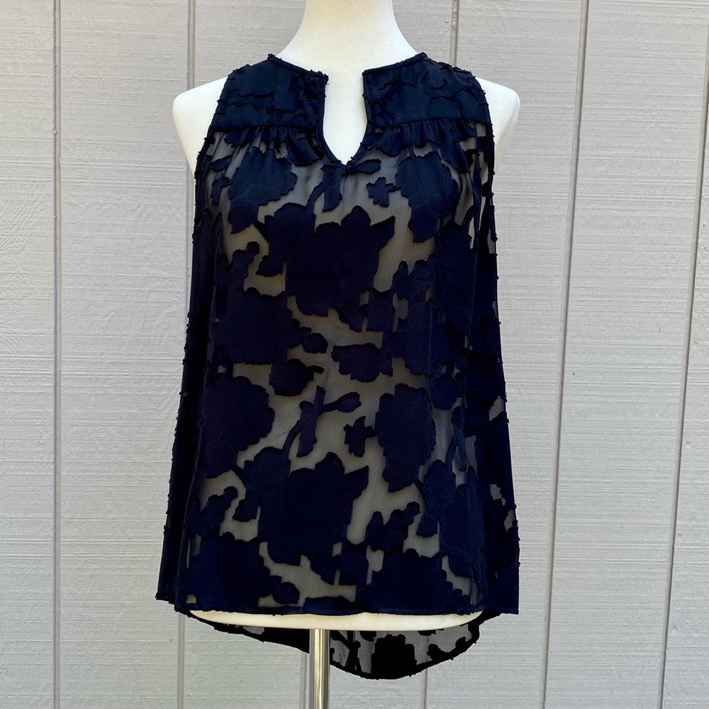 Mossimo Sheer Floral Sleeveless Floral Burnout Hi-Lo Top NWT